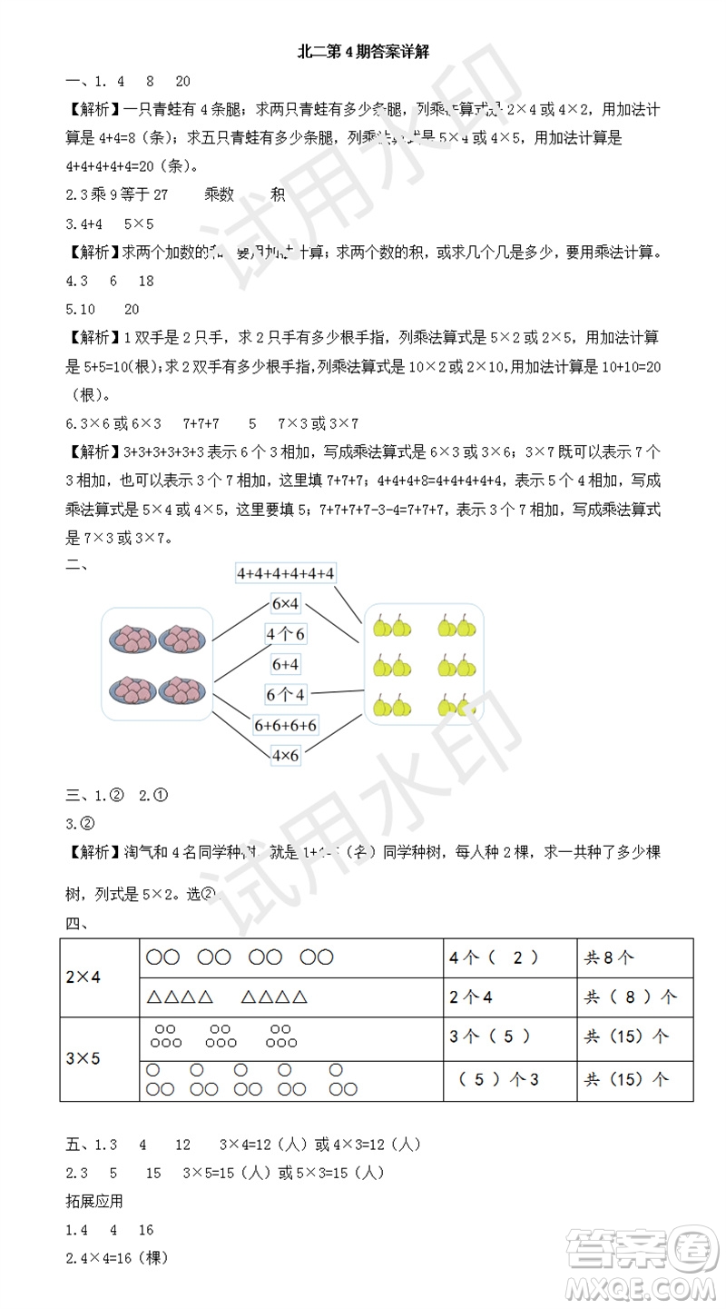 2023年秋學(xué)習(xí)方法報(bào)小學(xué)數(shù)學(xué)二年級(jí)上冊(cè)第1-4期北師大版參考答案