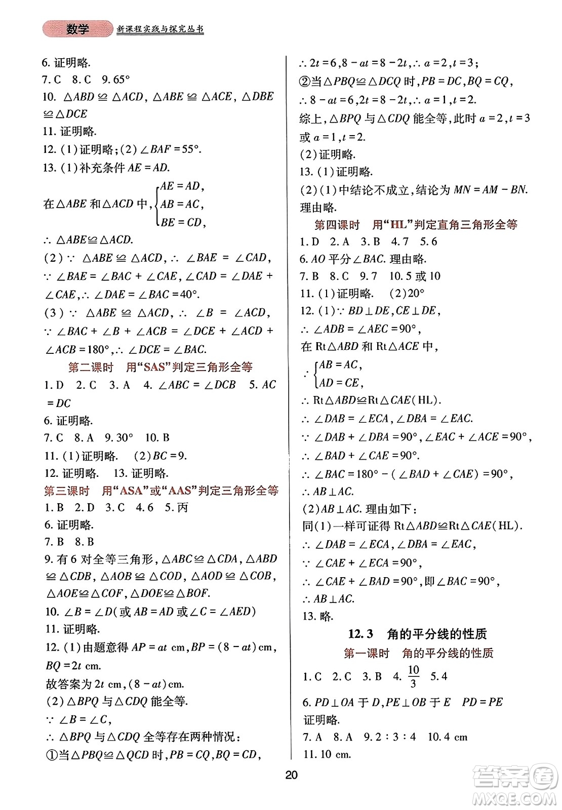 四川教育出版社2023年秋新課程實(shí)踐與探究叢書八年級數(shù)學(xué)上冊人教版答案