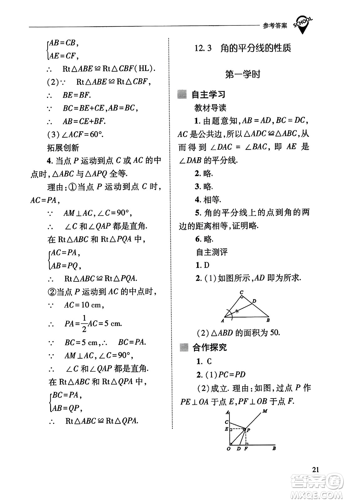 山西教育出版社2023年秋新課程問題解決導(dǎo)學(xué)方案八年級數(shù)學(xué)上冊人教版答案