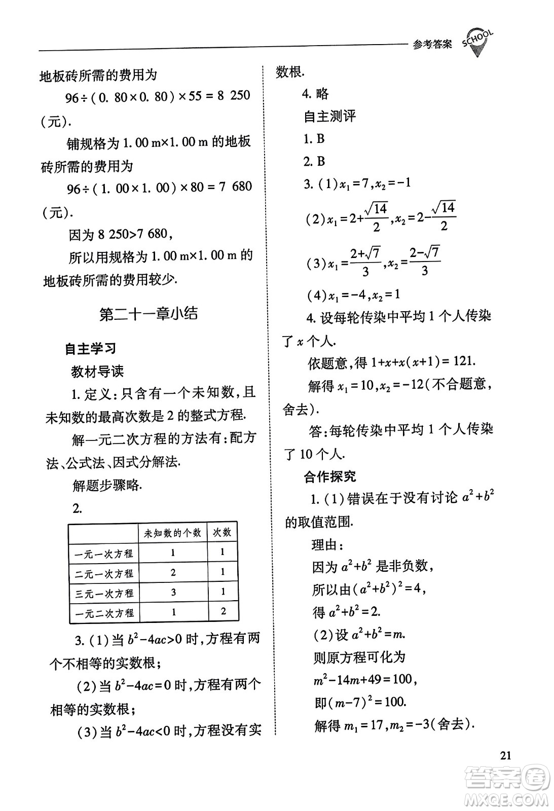 山西教育出版社2023年秋新課程問題解決導(dǎo)學(xué)方案九年級(jí)數(shù)學(xué)上冊(cè)人教版答案