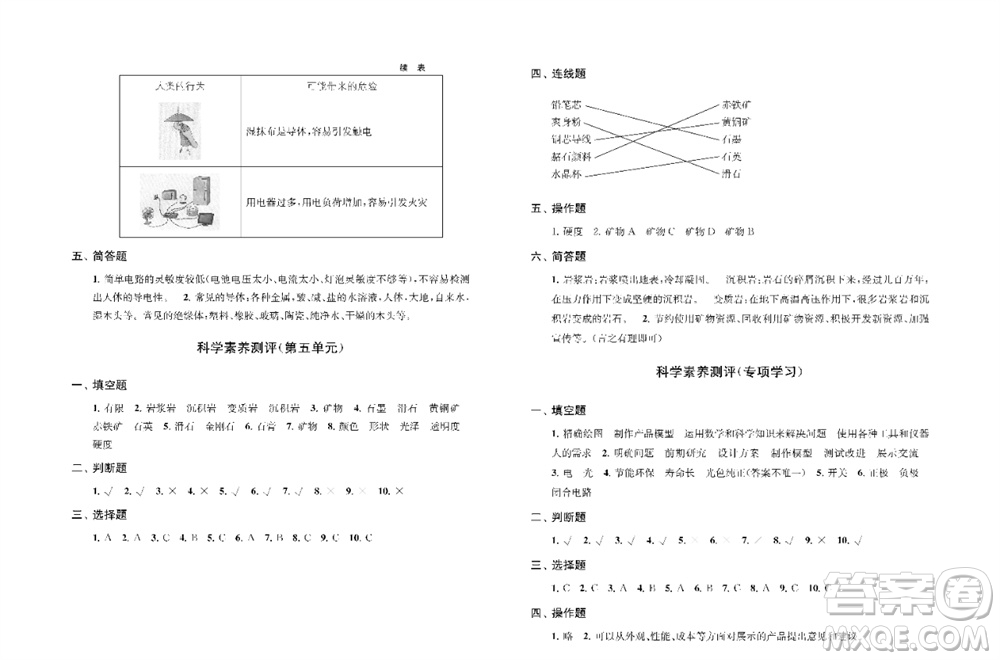 江蘇鳳凰教育出版社2023年秋小學(xué)科學(xué)實(shí)驗(yàn)冊(cè)四年級(jí)上冊(cè)蘇教版雙色版參考答案