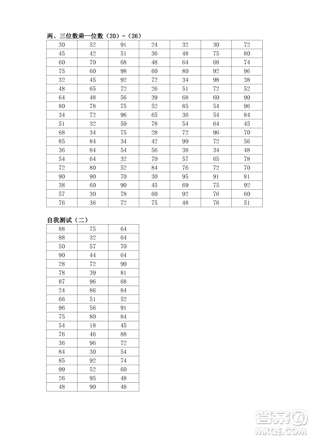 江蘇鳳凰教育出版社2023年秋口算練習(xí)冊(cè)三年級(jí)數(shù)學(xué)上冊(cè)蘇教版參考答案