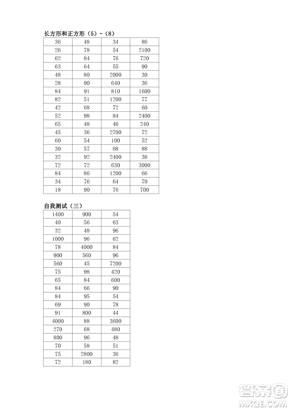 江蘇鳳凰教育出版社2023年秋口算練習(xí)冊(cè)三年級(jí)數(shù)學(xué)上冊(cè)蘇教版參考答案