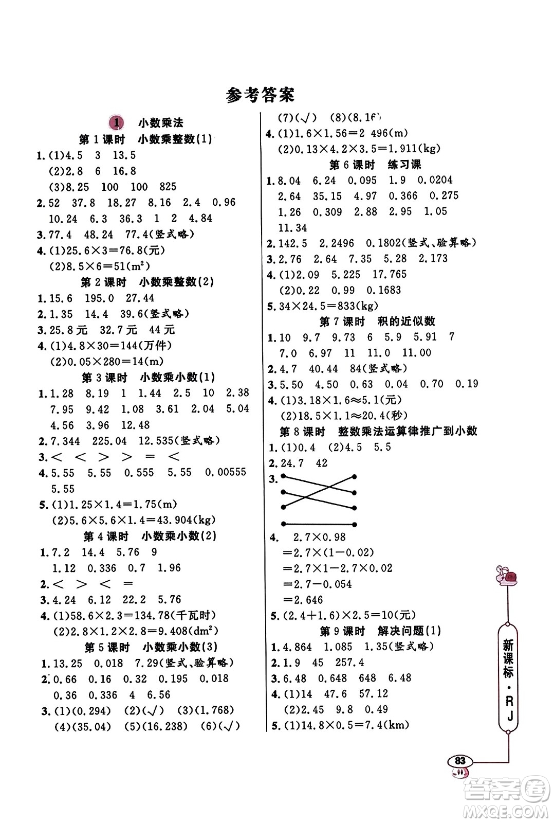 山東畫報(bào)出版社2023年秋應(yīng)用題天天練五年級(jí)數(shù)學(xué)上冊(cè)人教版答案