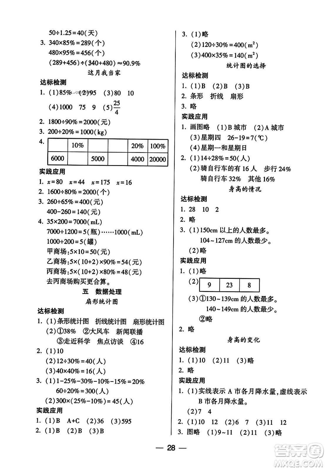 希望出版社2023年秋新課標兩導(dǎo)兩練高效學案六年級數(shù)學上冊北師大版答案