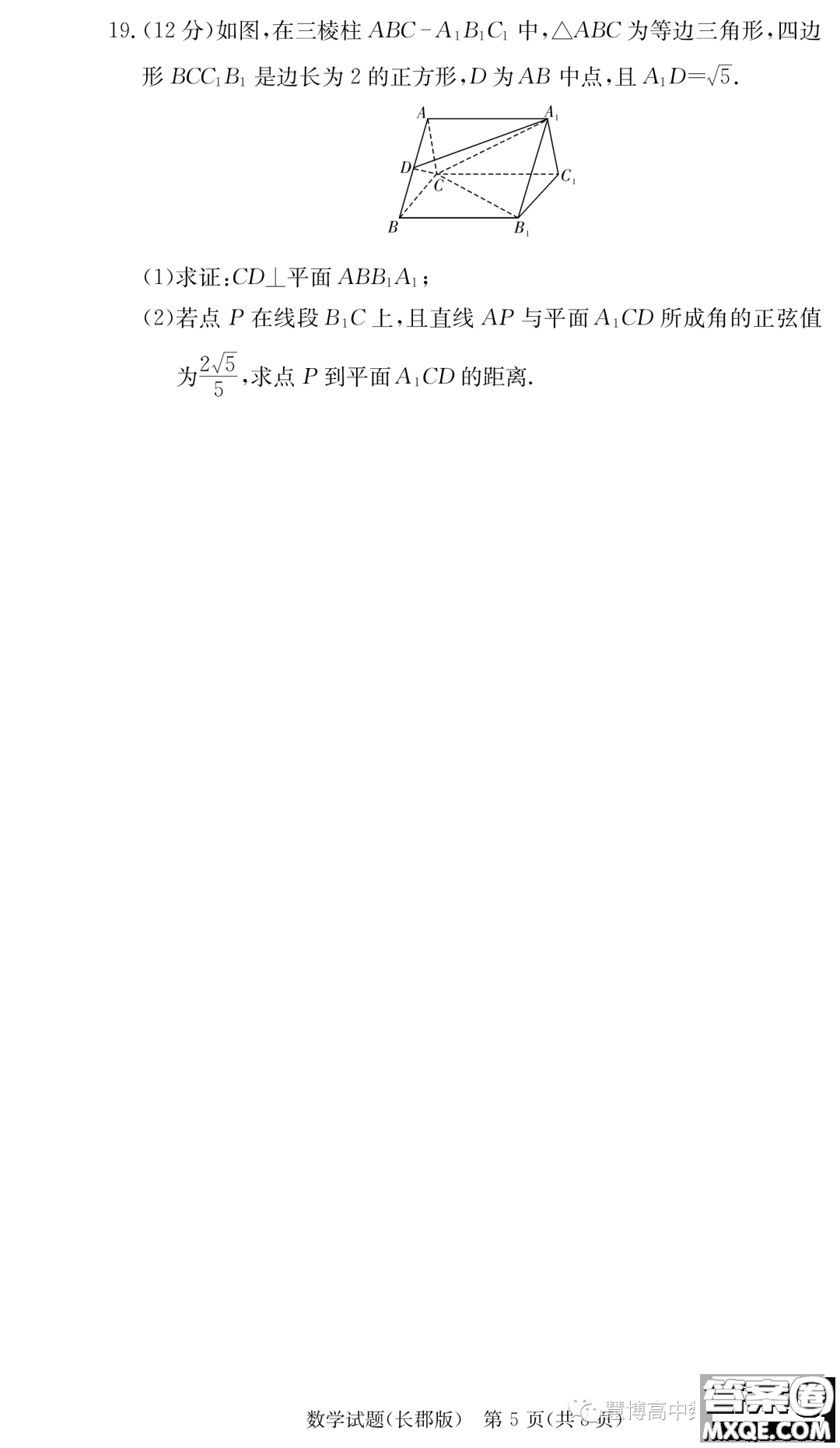 長(zhǎng)郡中學(xué)2024屆高三上學(xué)期月考二數(shù)學(xué)試卷答案