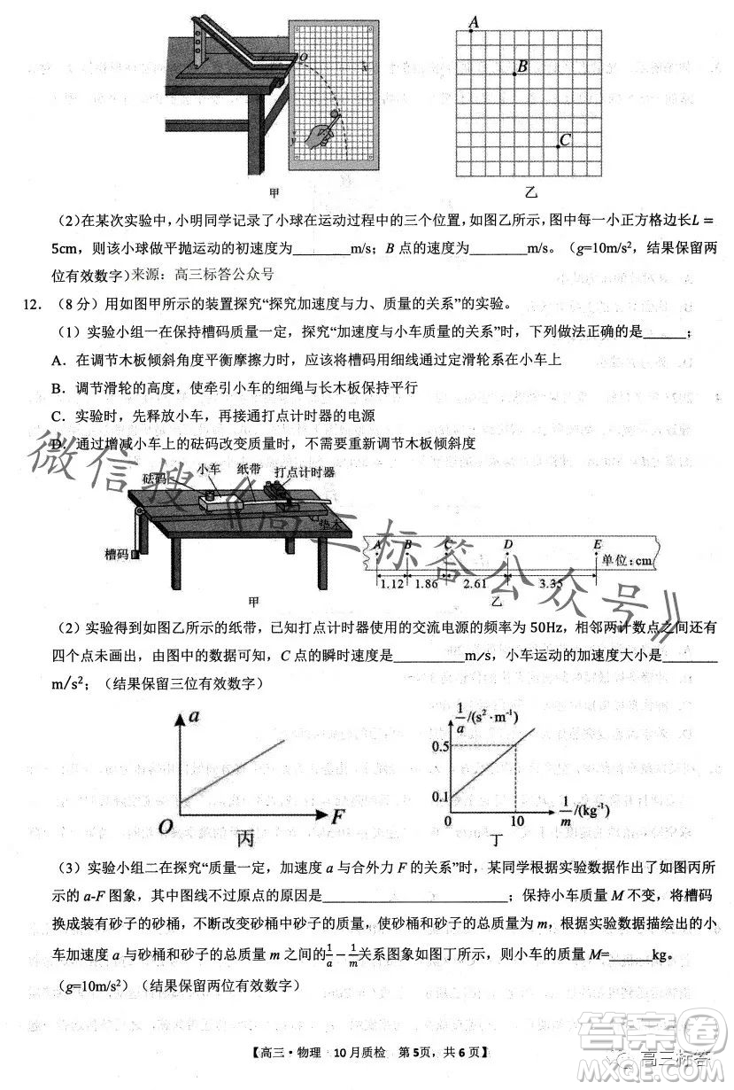 2024徽師聯(lián)盟高三10月質(zhì)量檢測卷物理試卷答案