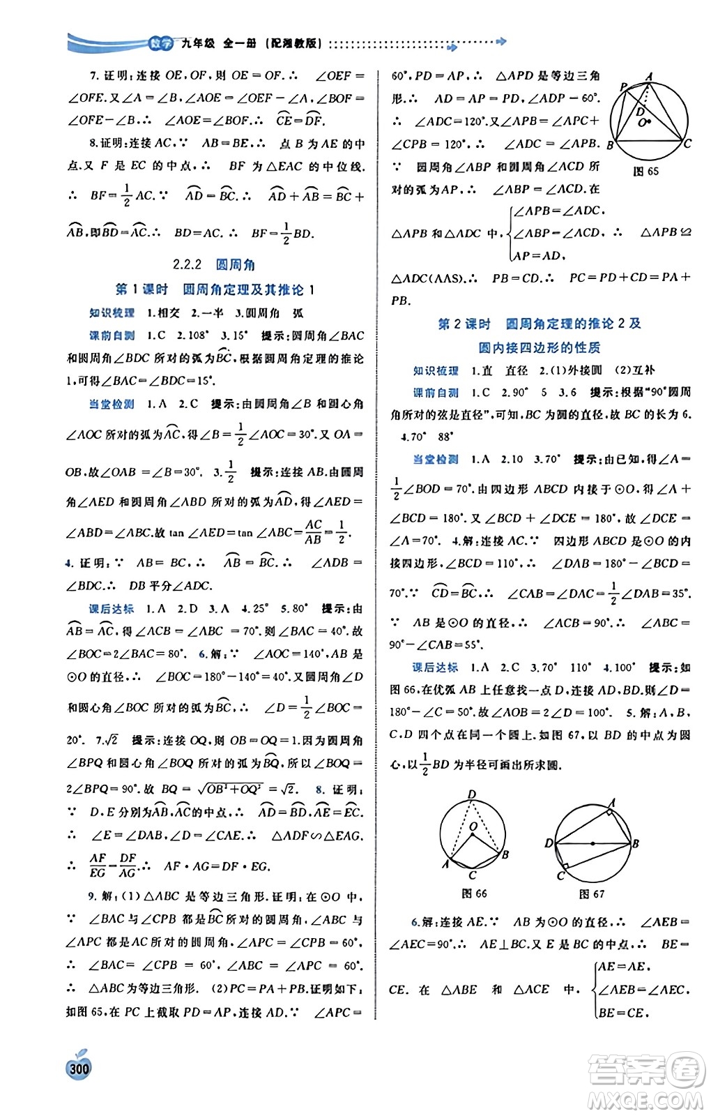 廣西教育出版社2023年秋新課程學(xué)習(xí)與測評同步學(xué)習(xí)九年級數(shù)學(xué)全一冊湘教版答案