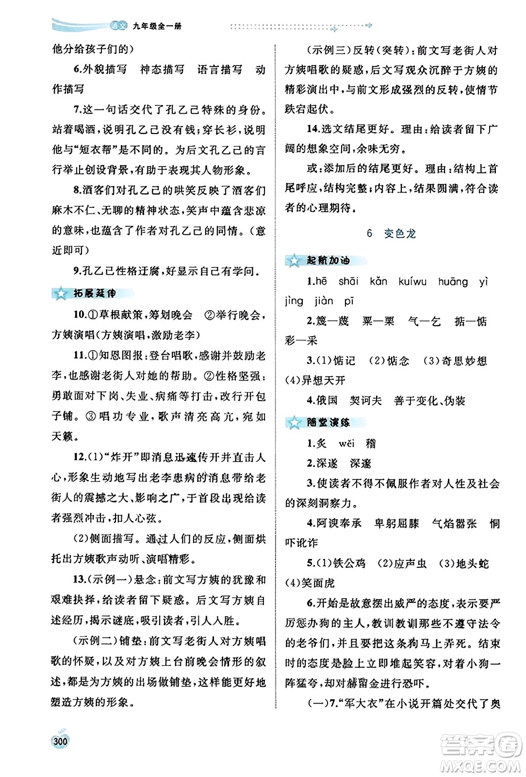 廣西教育出版社2023年秋新課程學(xué)習(xí)與測評同步學(xué)習(xí)九年級語文全一冊通用版答案