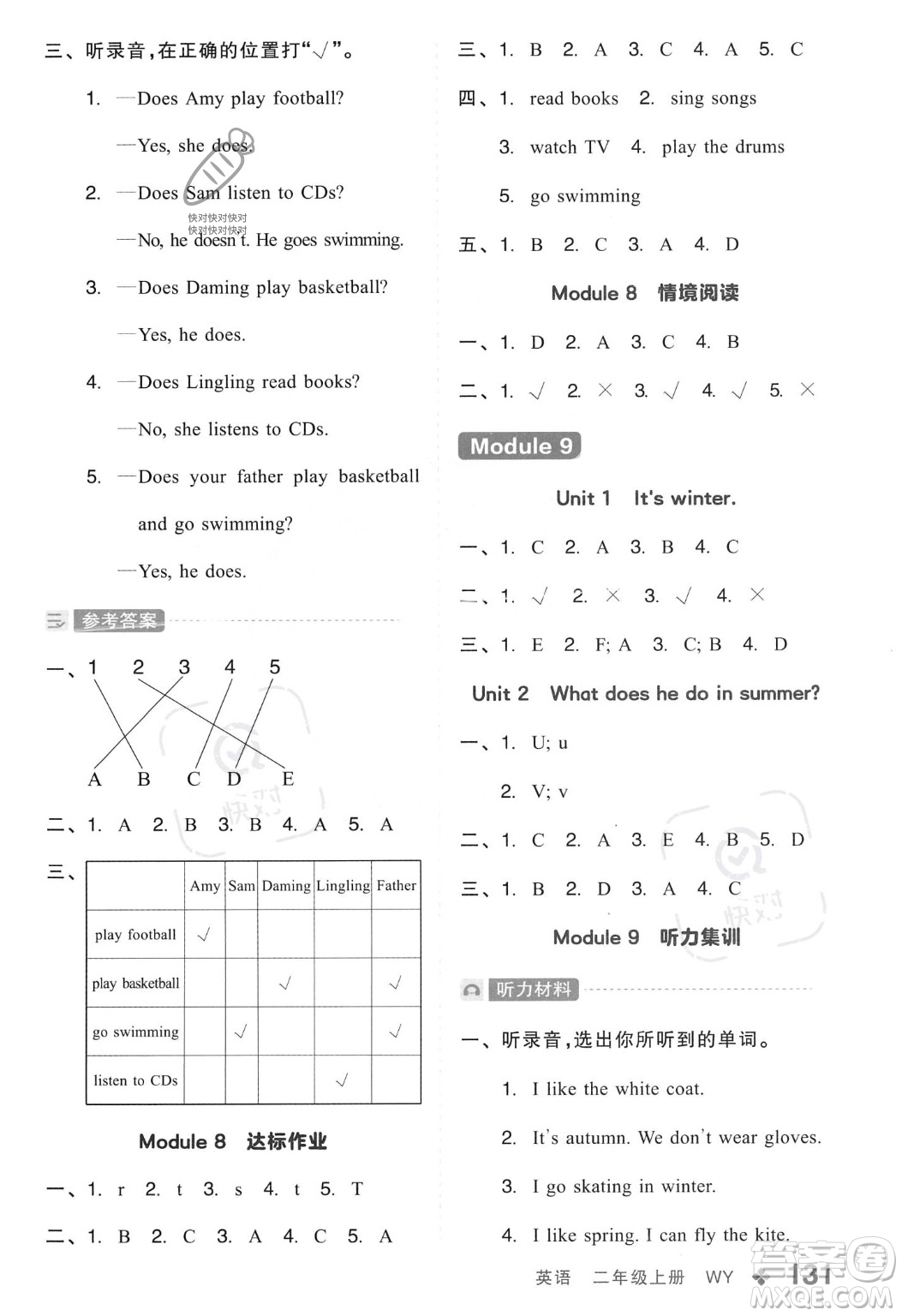 開明出版社2023年秋全品學練考二年級英語上冊外研版三起點答案