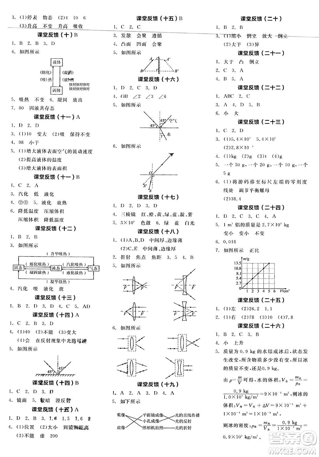 陽光出版社2023年秋全品學練考八年級物理上冊人教版答案