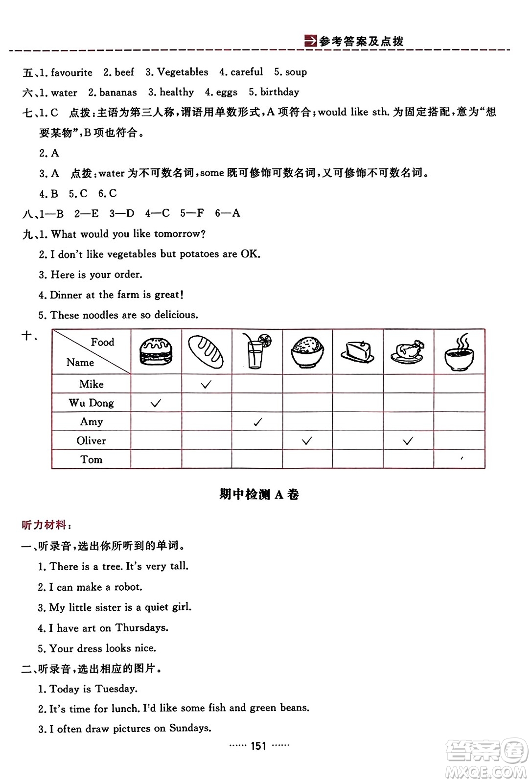 吉林教育出版社2023年秋三維數(shù)字課堂五年級英語上冊人教PEP版答案