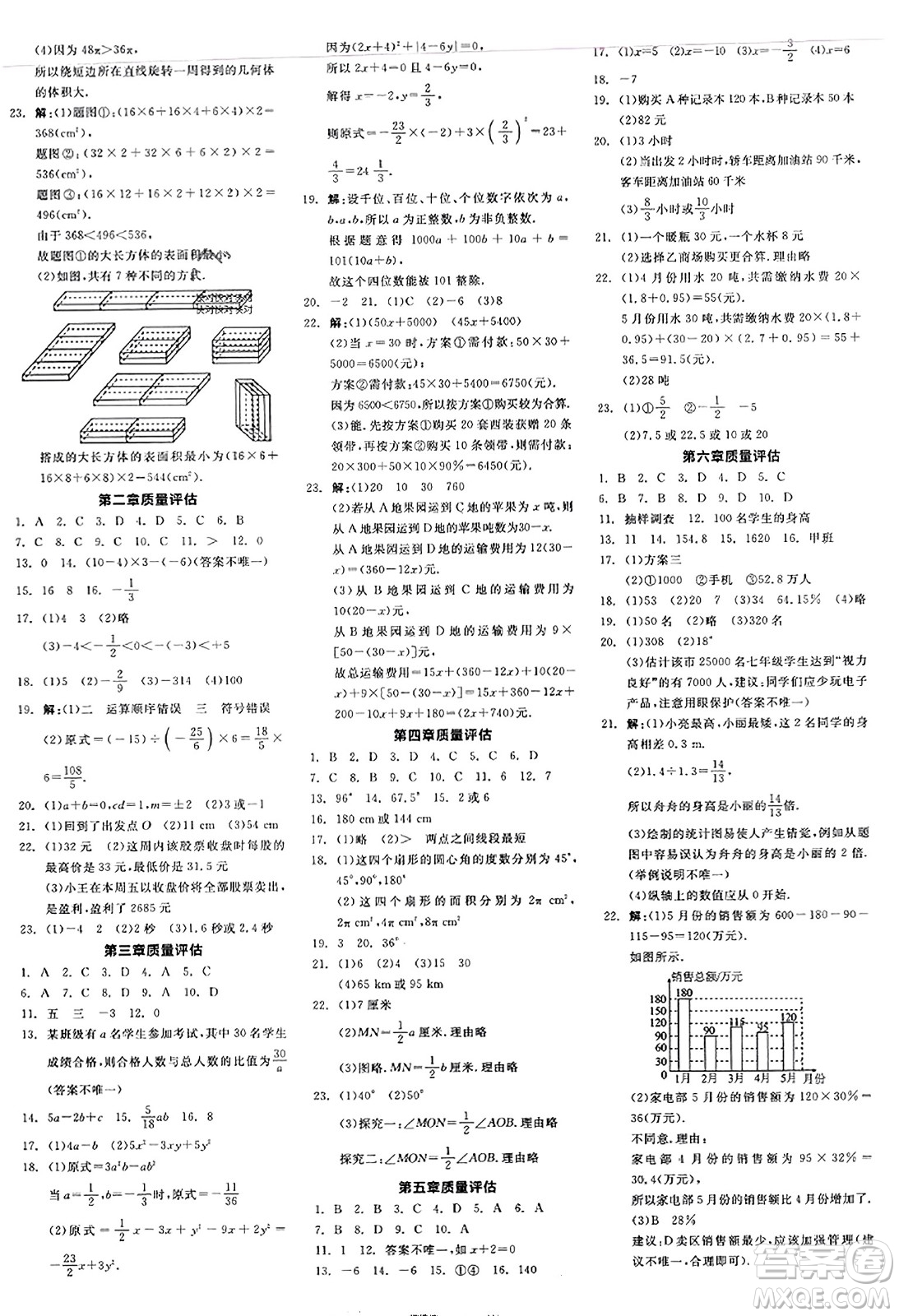 陽光出版社2023年秋全品學(xué)練考作業(yè)手冊七年級數(shù)學(xué)上冊北師大版答案