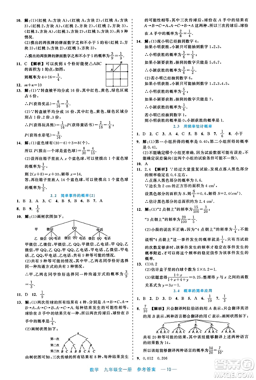 浙江工商大學(xué)出版社2023年秋精彩練習(xí)就練這一本九年級數(shù)學(xué)全一冊通用版答案