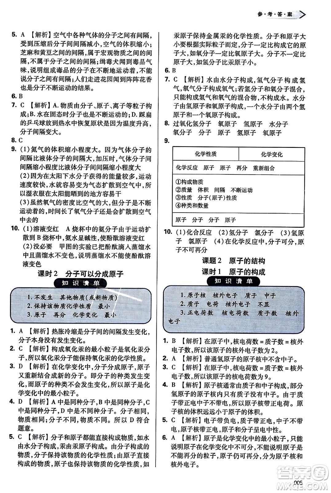 天津教育出版社2023年秋學習質量監(jiān)測九年級化學上冊人教版答案