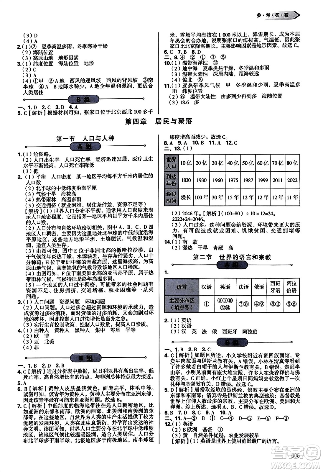 天津教育出版社2023年秋學習質量監(jiān)測七年級地理上冊人教版答案