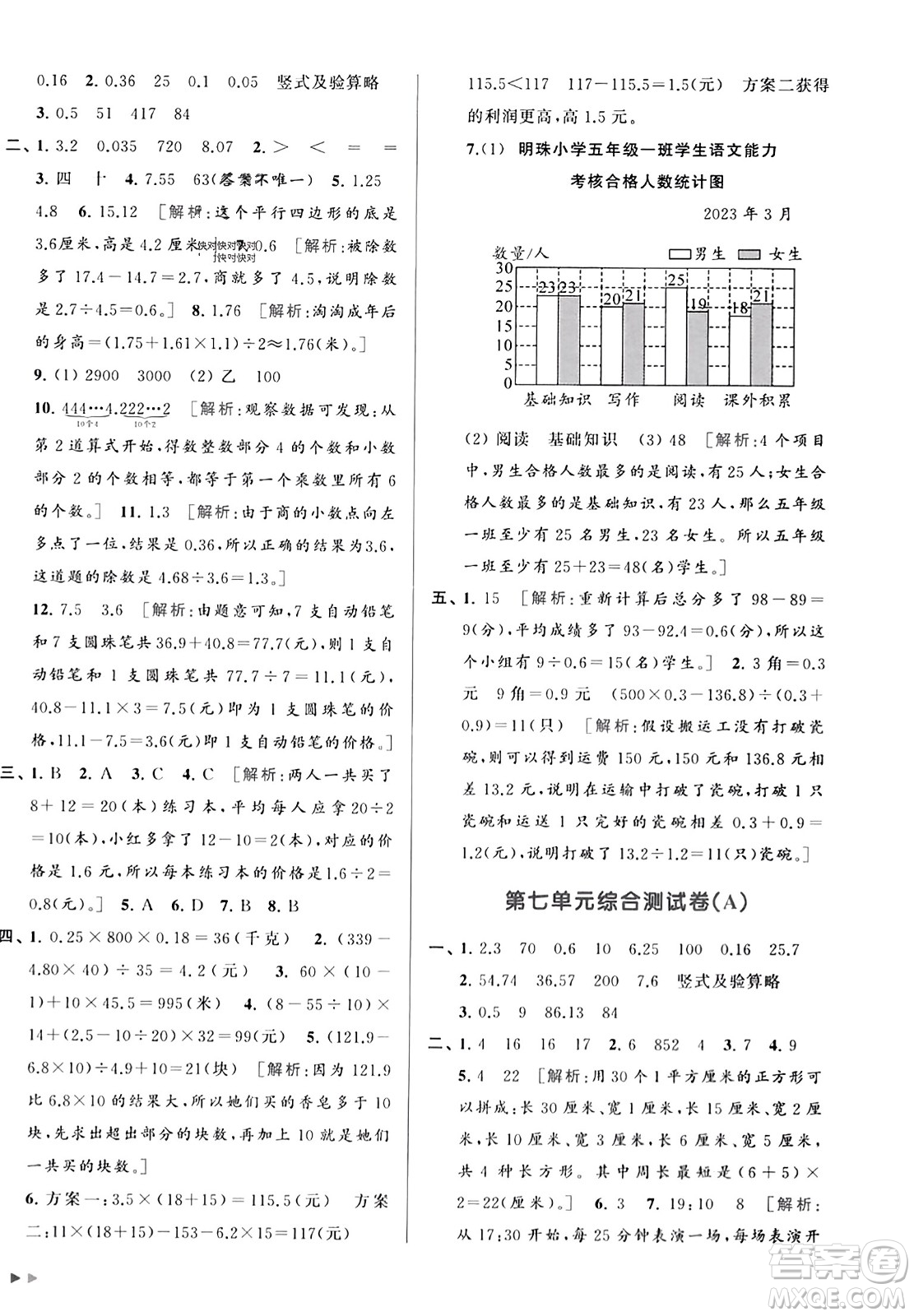 北京教育出版社2023年秋亮點(diǎn)給力大試卷五年級(jí)數(shù)學(xué)上冊(cè)江蘇版答案