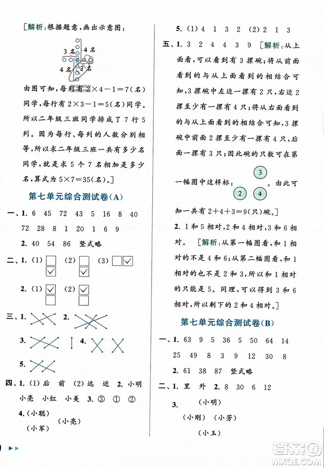 北京教育出版社2023年秋亮點(diǎn)給力大試卷二年級(jí)數(shù)學(xué)上冊(cè)江蘇版答案