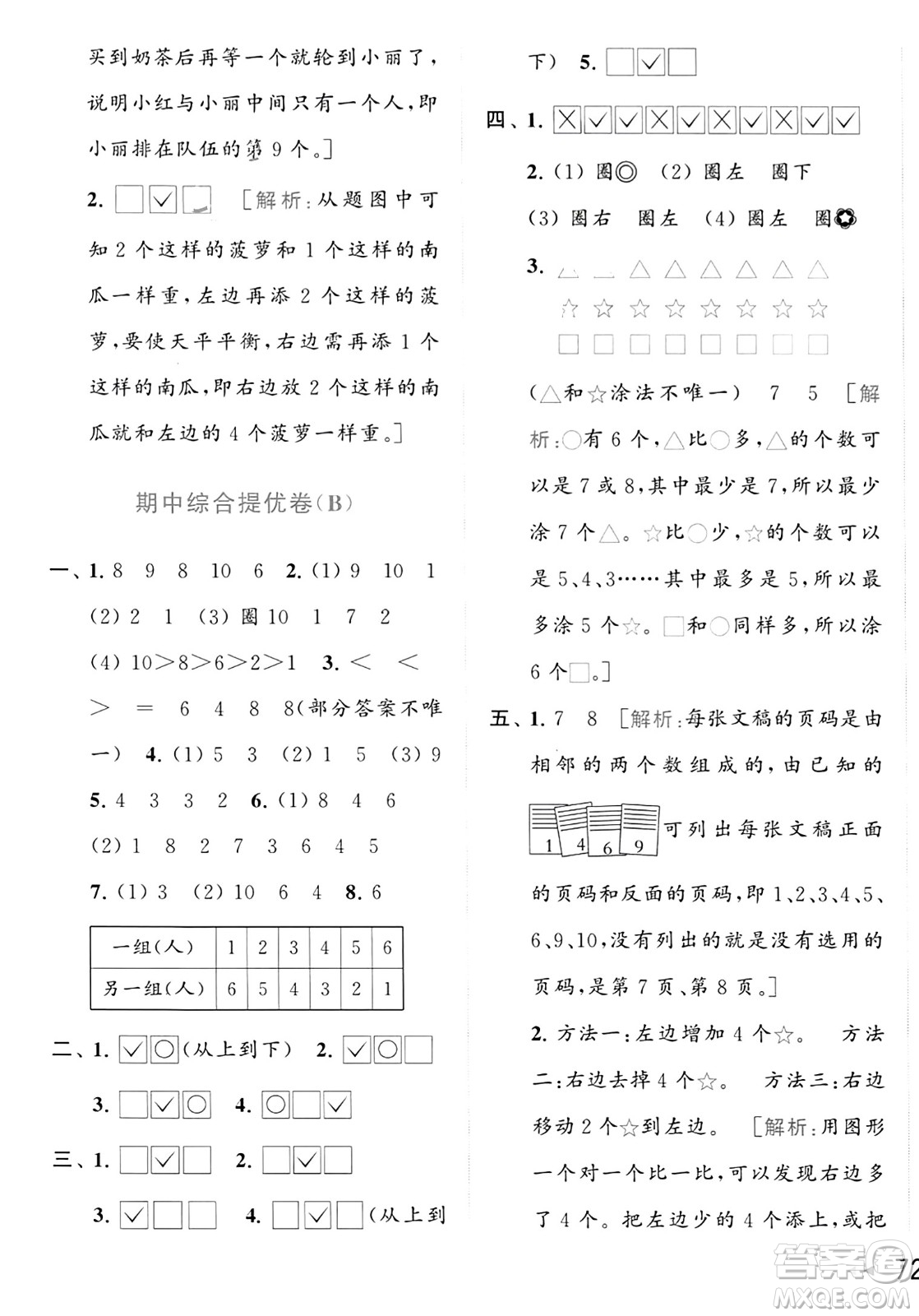 北京教育出版社2023年秋亮點給力大試卷一年級數(shù)學(xué)上冊江蘇版答案