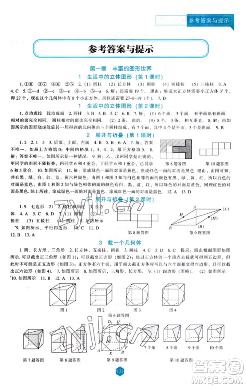 遼海出版社2023年秋新課程能力培養(yǎng)七年級(jí)數(shù)學(xué)上冊(cè)北師大版參考答案