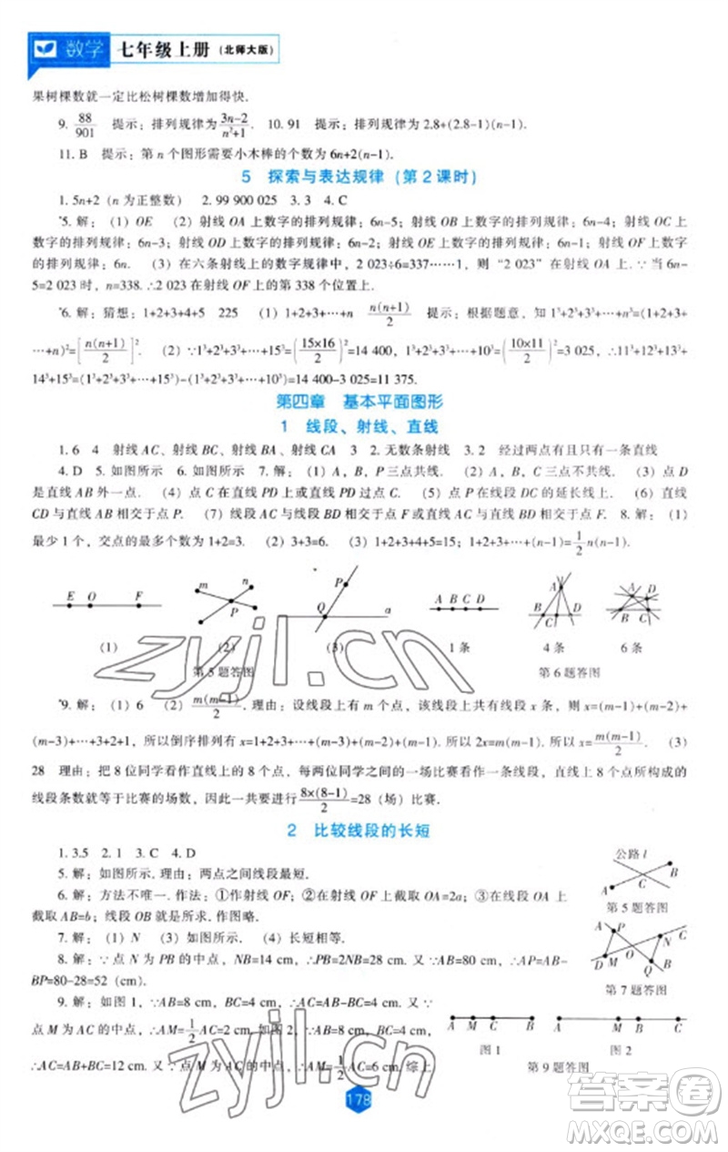 遼海出版社2023年秋新課程能力培養(yǎng)七年級(jí)數(shù)學(xué)上冊(cè)北師大版參考答案