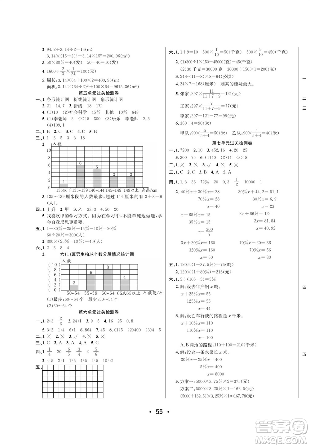 合肥工業(yè)大學(xué)出版社2023年秋七天學(xué)練考六年級(jí)數(shù)學(xué)上冊(cè)北師大版參考答案