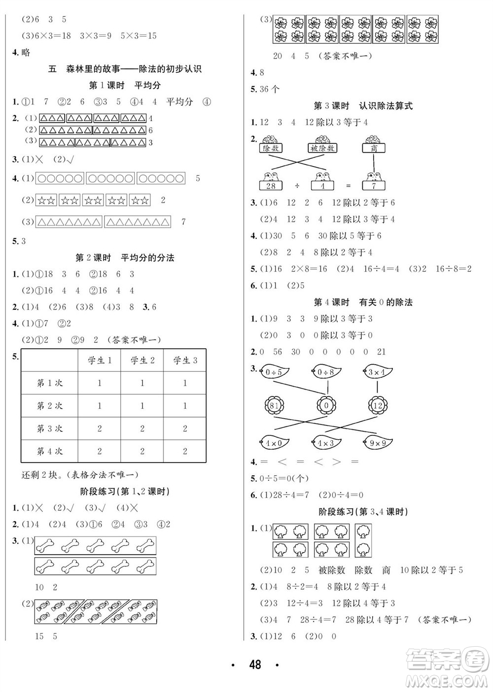 合肥工業(yè)大學(xué)出版社2023年秋七天學(xué)練考二年級數(shù)學(xué)上冊青島版參考答案