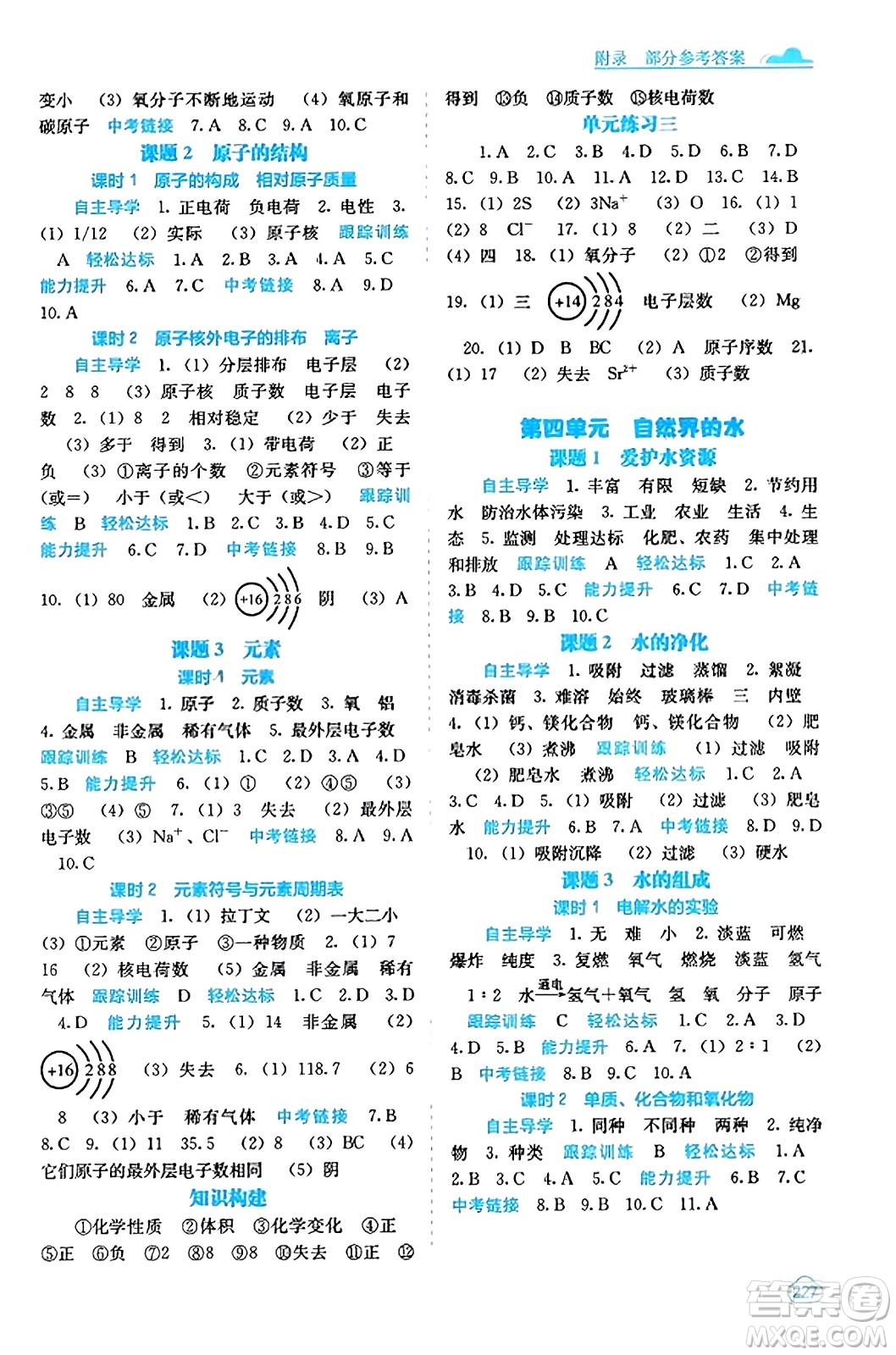 廣西教育出版社2023年秋自主學習能力測評九年級化學上冊人教版答案