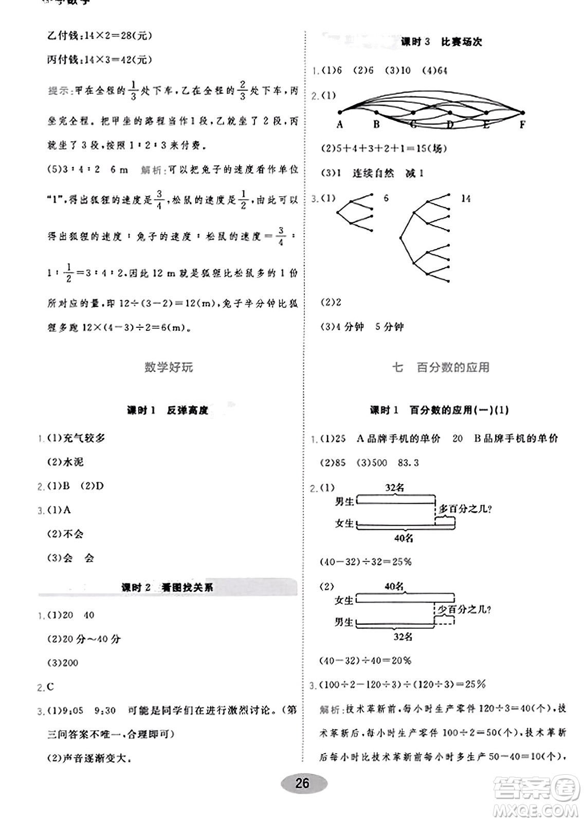 陜西師范大學(xué)出版總社有限公司2023年秋黃岡同步練一日一練六年級數(shù)學(xué)上冊北師大版答案