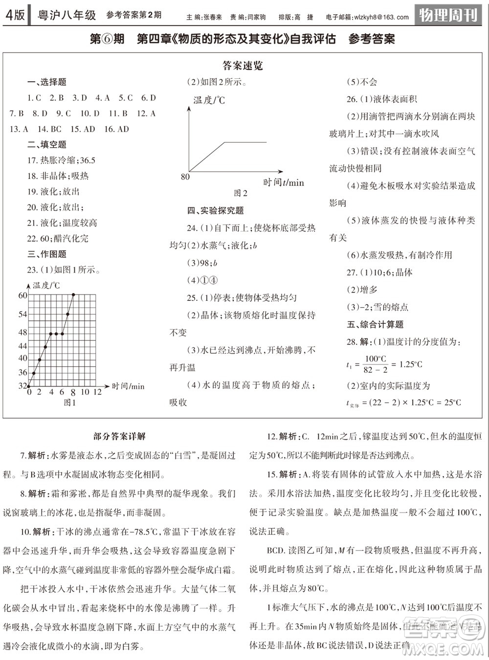 2023年秋學(xué)習(xí)方法報(bào)物理周刊八年級(jí)上冊(cè)粵滬版第2期參考答案