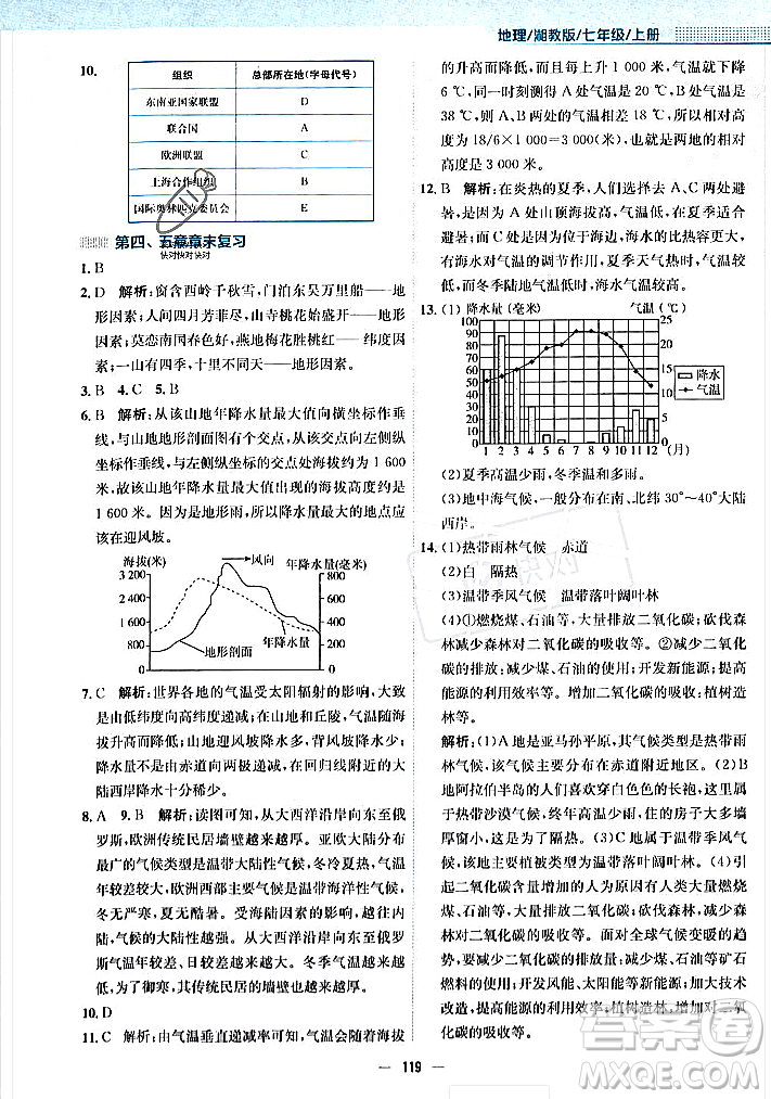 安徽教育出版社2023年秋新編基礎(chǔ)訓(xùn)練七年級(jí)地理上冊(cè)湘教版答案