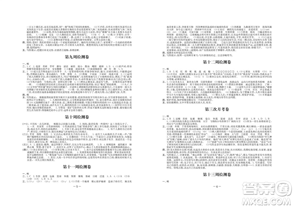 江蘇人民出版社2023年秋名校起航全能檢測(cè)卷六年級(jí)語(yǔ)文上冊(cè)人教版參考答案