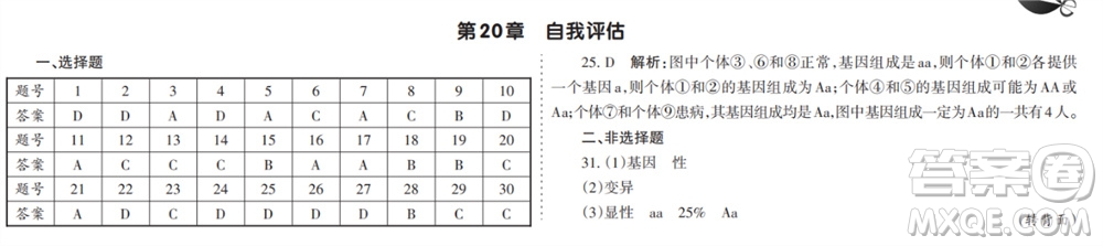 學(xué)習(xí)方法報(bào)2023-2024學(xué)年九年級(jí)生物北師大初中會(huì)考①-⑥期小報(bào)參考答案