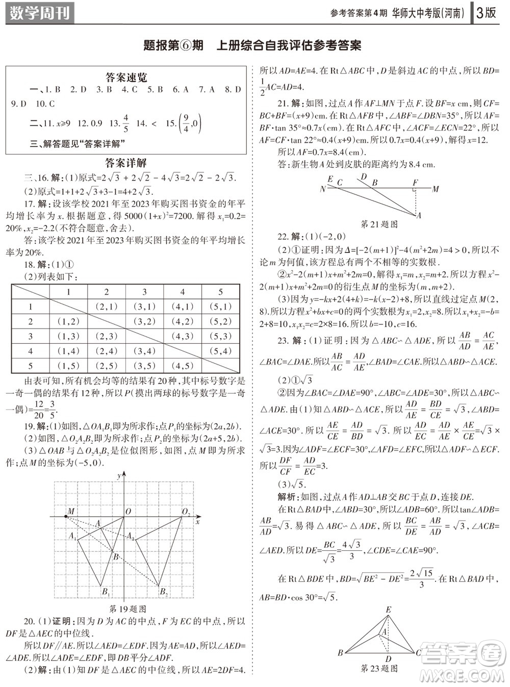 2023年秋學(xué)習(xí)方法報數(shù)學(xué)周刊九年級上冊華師大版中考河南專版第1-4期參考