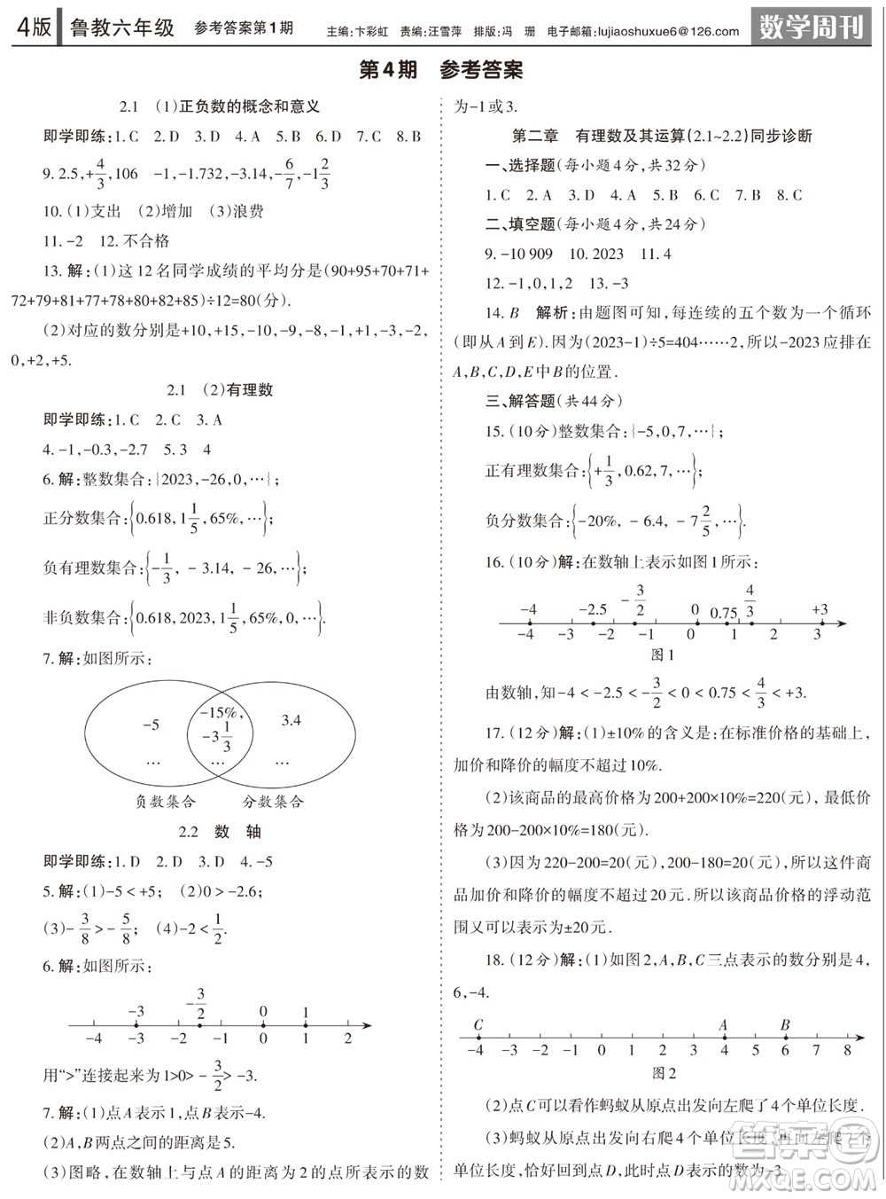 2023年秋學習方法報數(shù)學周刊六年級上冊魯教版第1-4期參考答案