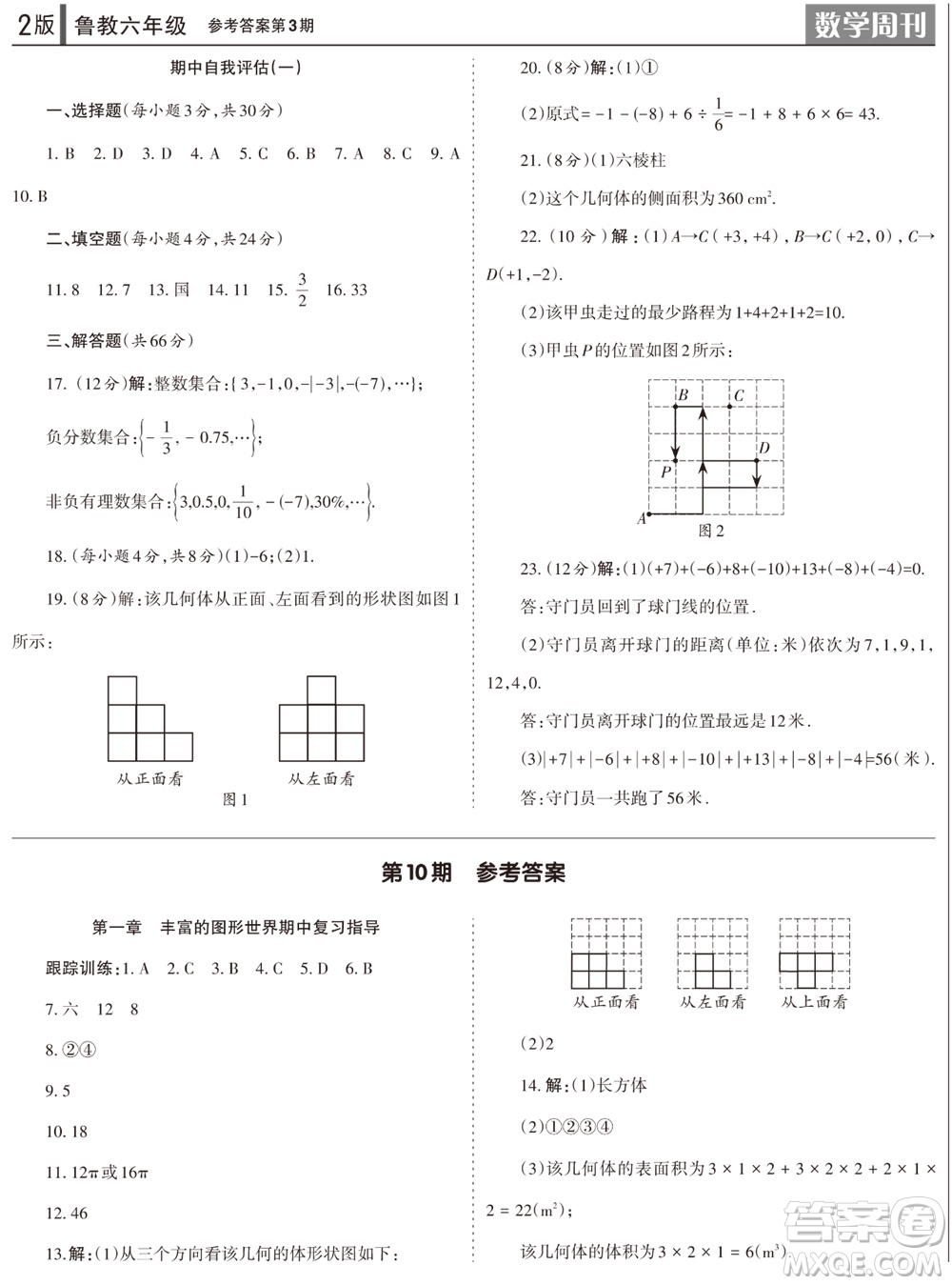 2023年秋學習方法報數(shù)學周刊六年級上冊魯教版第1-4期參考答案