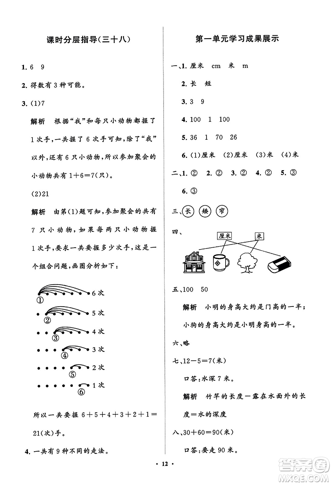 山東教育出版社2023年秋小學(xué)同步練習(xí)冊(cè)分層指導(dǎo)二年級(jí)數(shù)學(xué)上冊(cè)人教版答案