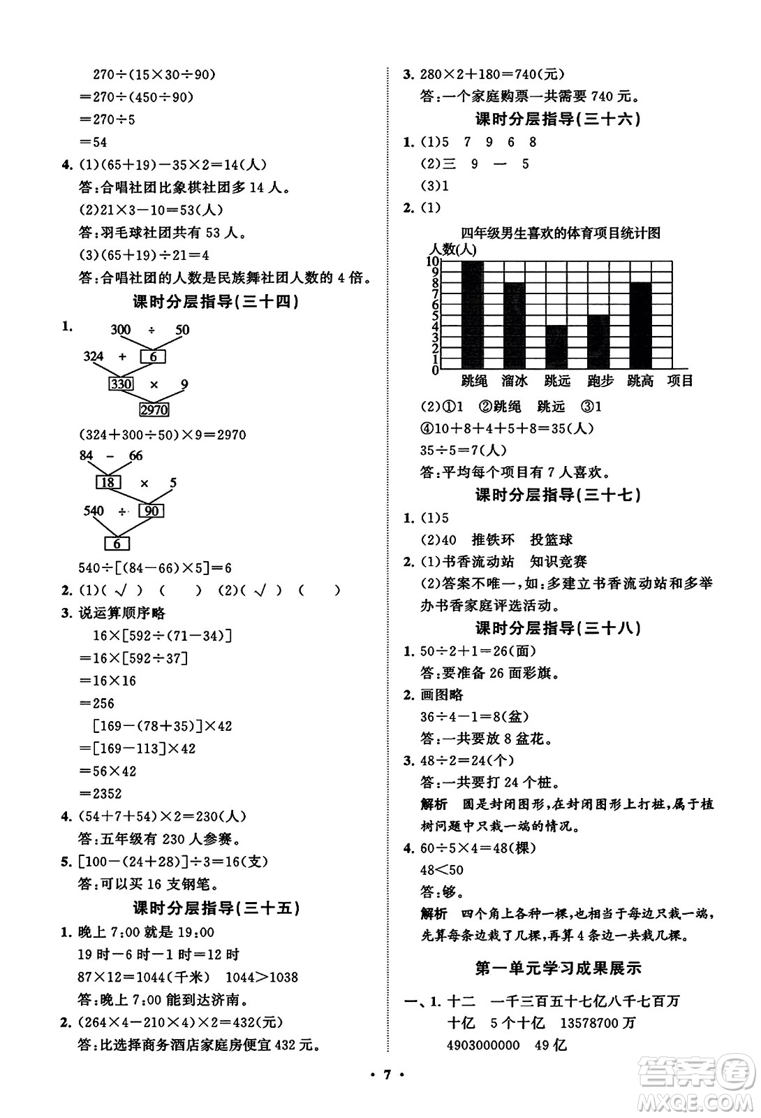 山東教育出版社2023年秋小學(xué)同步練習(xí)冊(cè)分層指導(dǎo)四年級(jí)數(shù)學(xué)上冊(cè)通用版答案