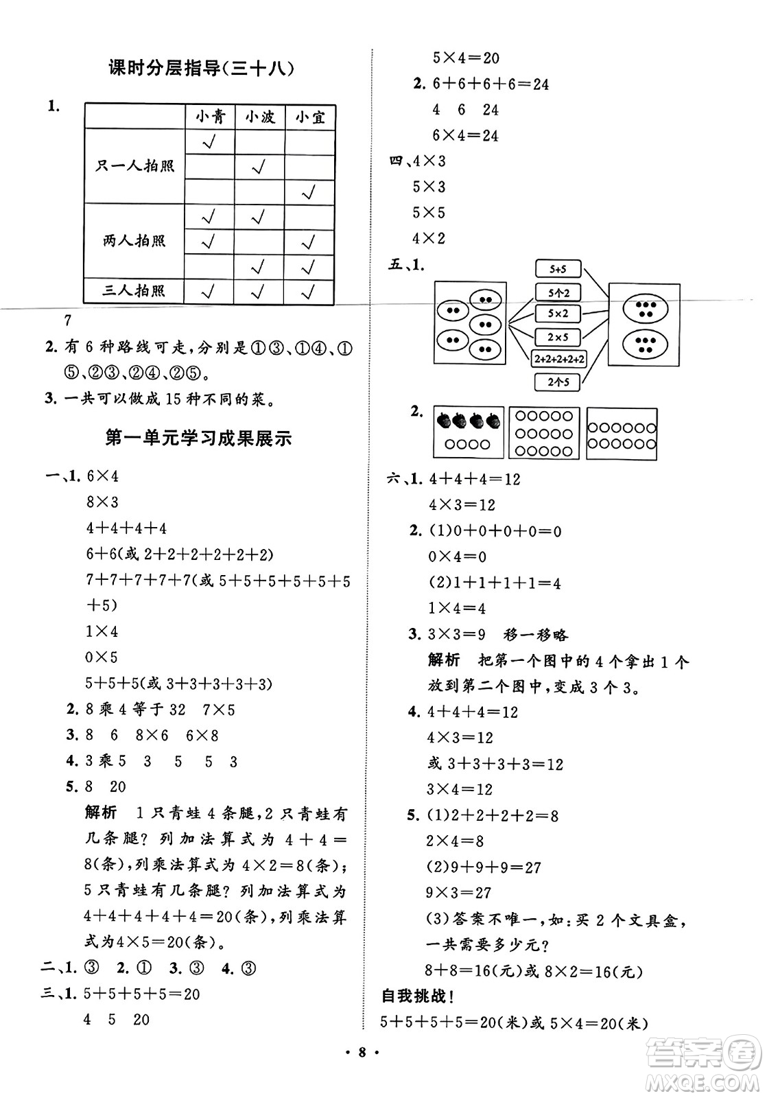 山東教育出版社2023年秋小學(xué)同步練習(xí)冊分層指導(dǎo)二年級數(shù)學(xué)上冊通用版答案