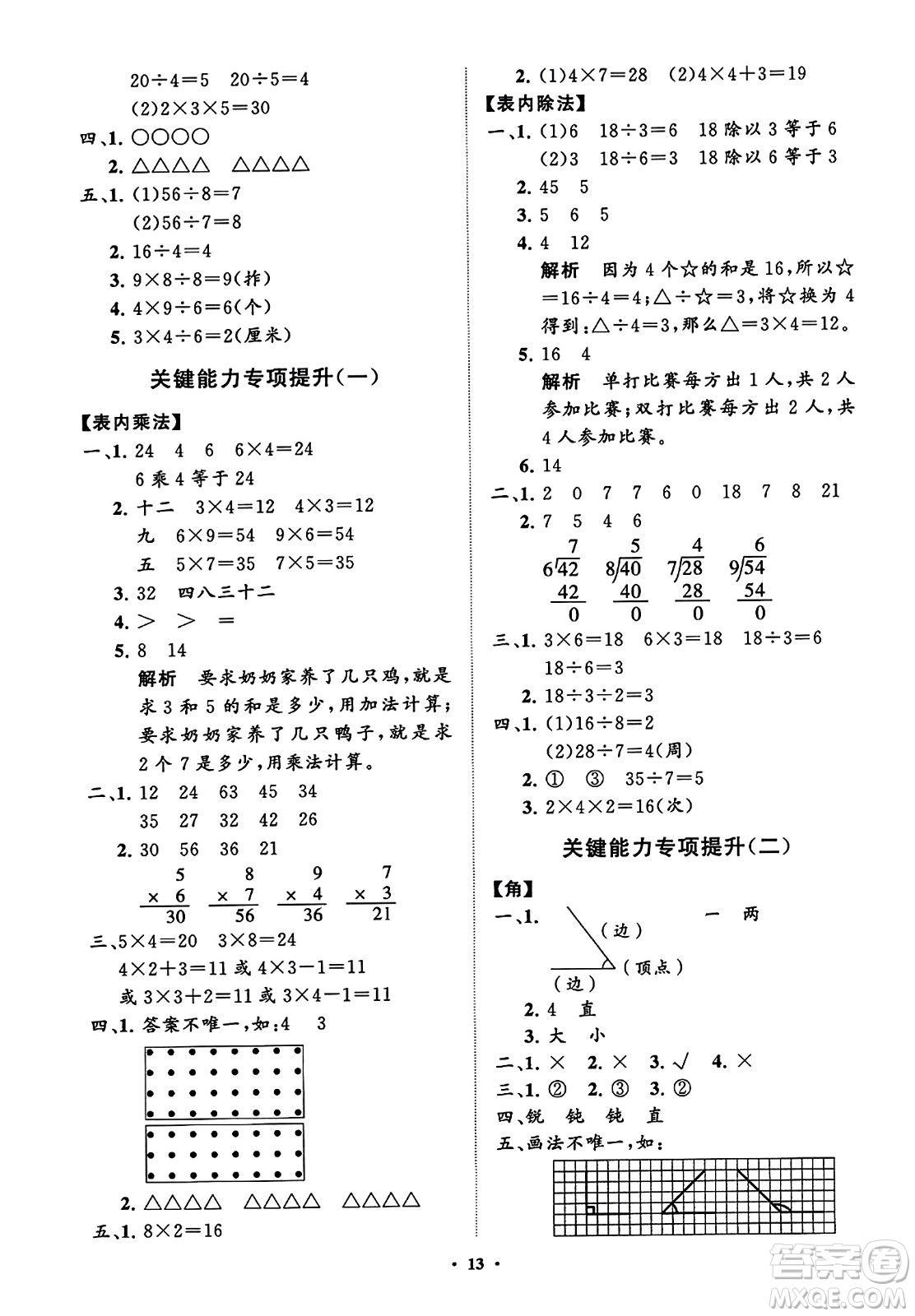 山東教育出版社2023年秋小學(xué)同步練習(xí)冊分層指導(dǎo)二年級數(shù)學(xué)上冊通用版答案