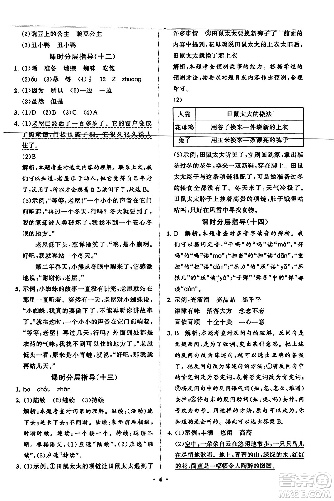 山東教育出版社2023年秋小學(xué)同步練習(xí)冊(cè)分層指導(dǎo)三年級(jí)語(yǔ)文上冊(cè)通用版答案