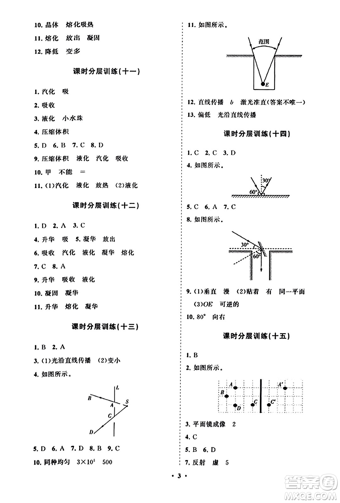 山東教育出版社2023年秋初中同步練習(xí)冊(cè)分層卷八年級(jí)物理上冊(cè)人教版答案