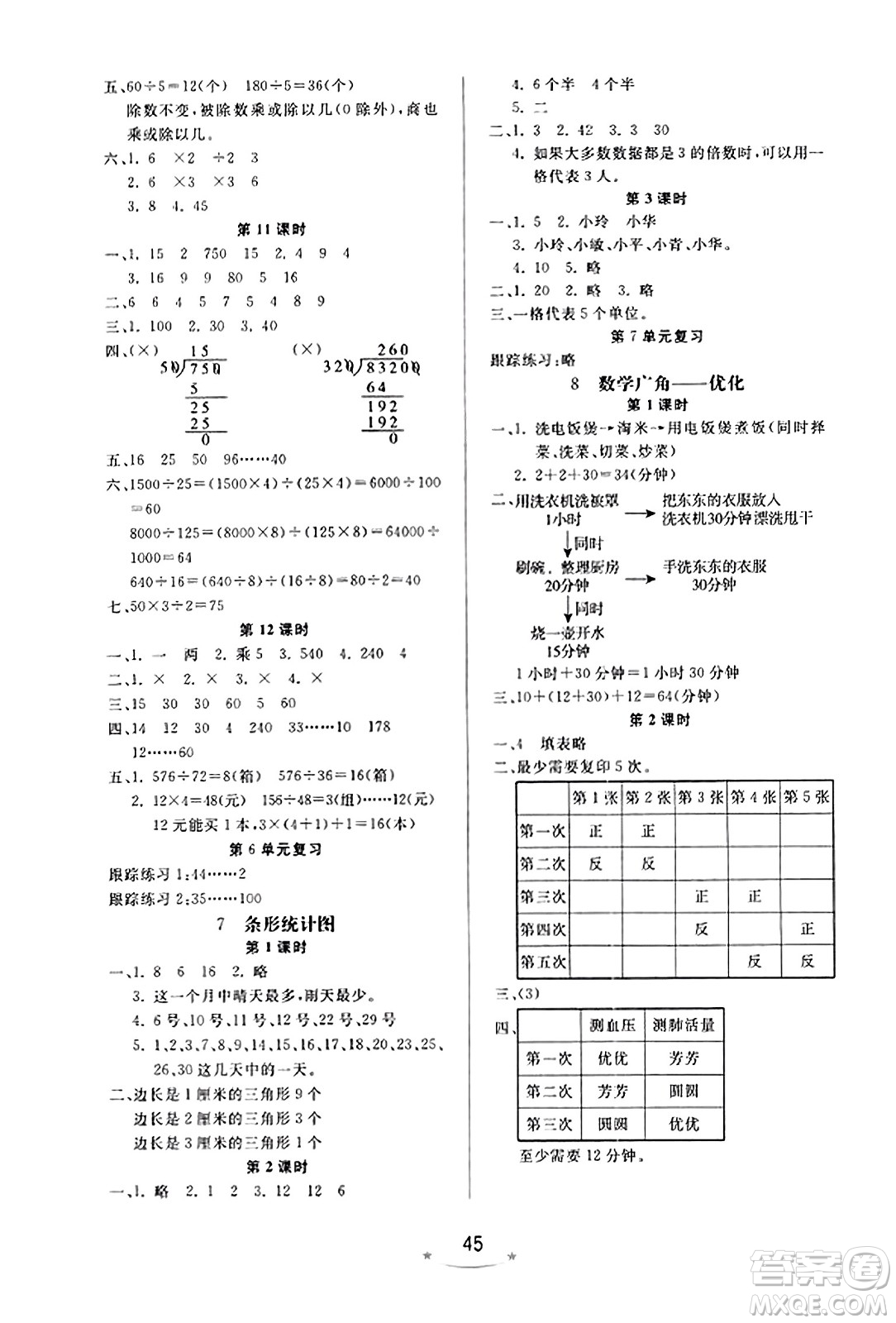 安徽人民出版社2023年秋黃岡隨堂練四年級數(shù)學(xué)上冊人教版答案