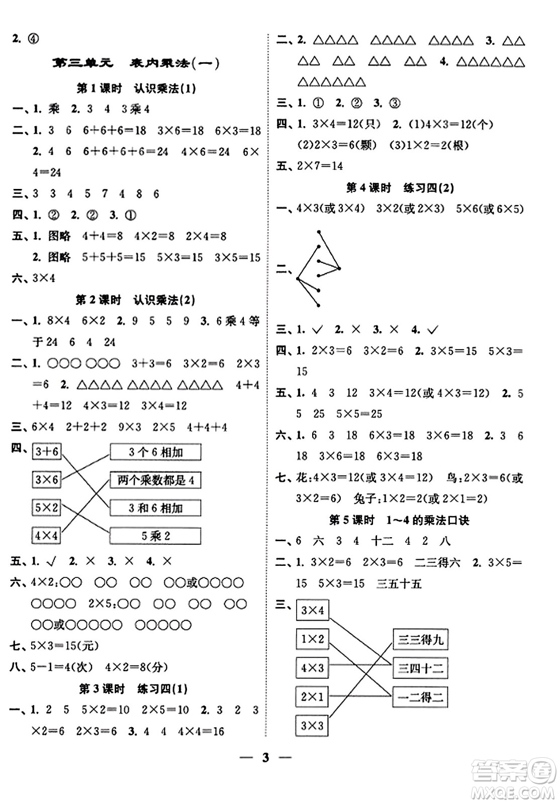 江蘇鳳凰美術(shù)出版社2023年秋隨堂練1+2二年級(jí)數(shù)學(xué)上冊(cè)江蘇版答案