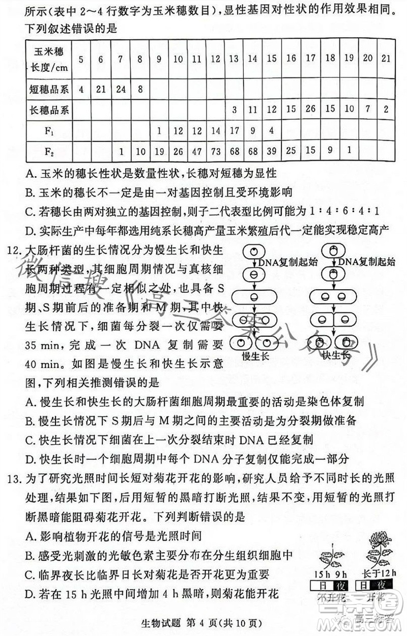 2023年11月湘豫名校聯(lián)考高三一輪復(fù)習(xí)診斷考試二生物試題答案