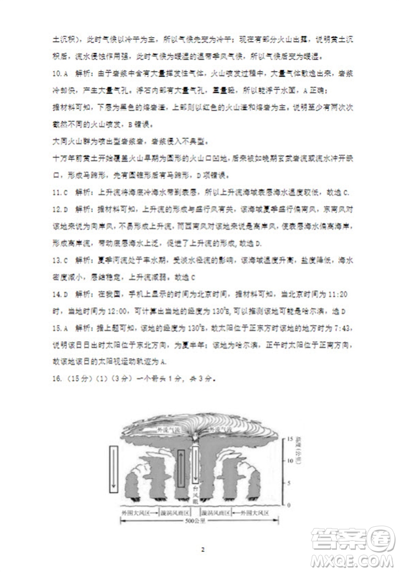 2024屆山東省高三年級(jí)適應(yīng)性聯(lián)考一地理試題答案