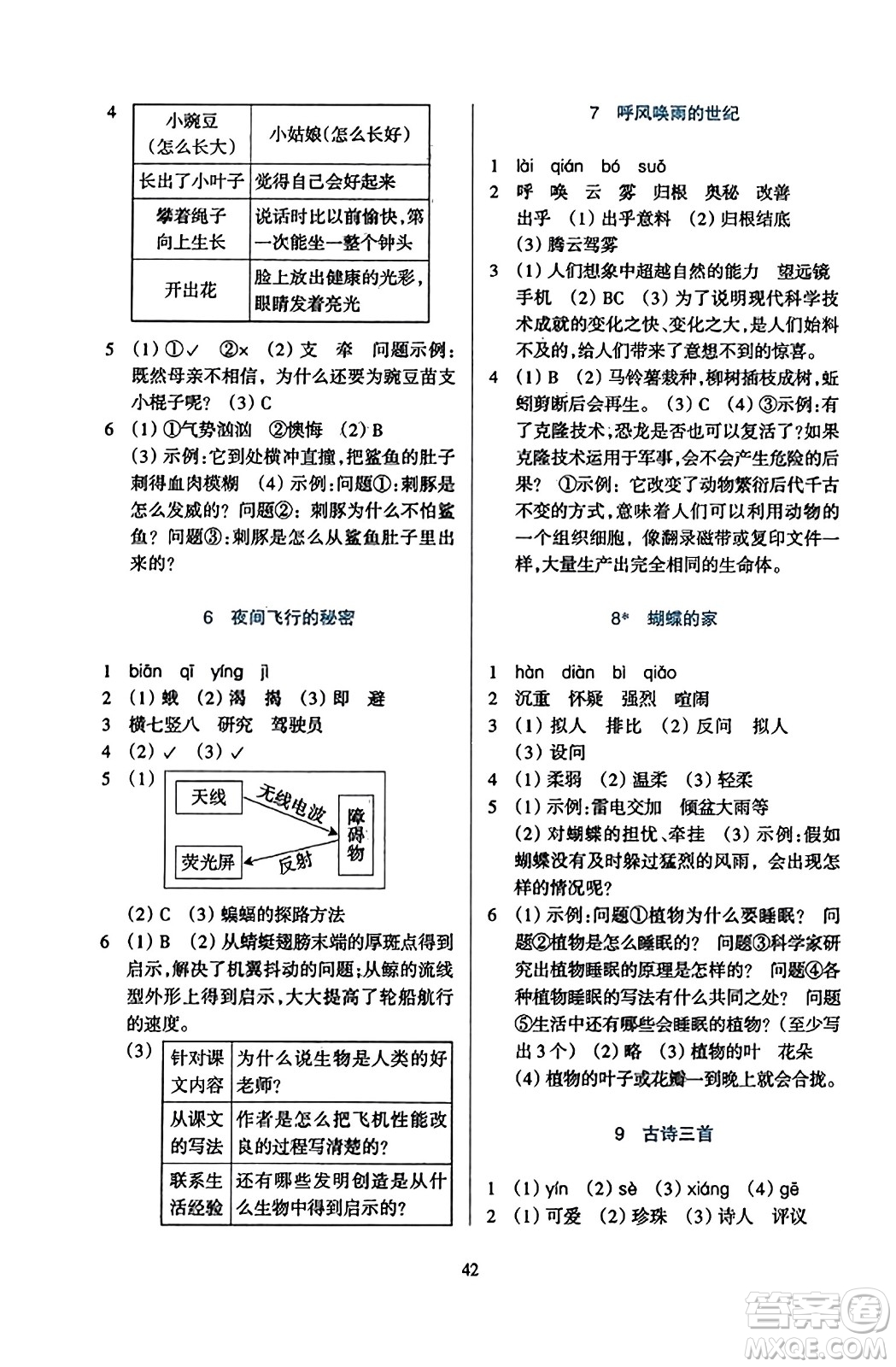 浙江教育出版社2023年秋學(xué)能評(píng)價(jià)四年級(jí)語(yǔ)文上冊(cè)人教版答案