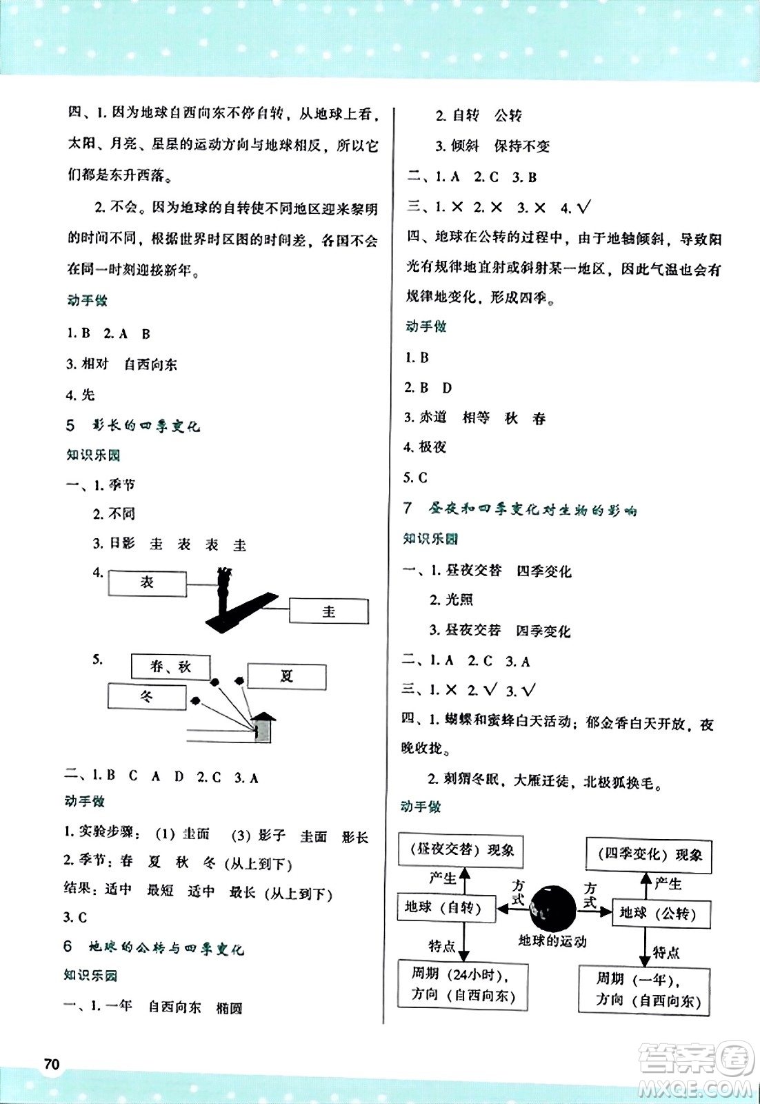 陜西人民教育出版社2023年秋學(xué)習(xí)與評(píng)價(jià)六年級(jí)科學(xué)上冊教科版答案