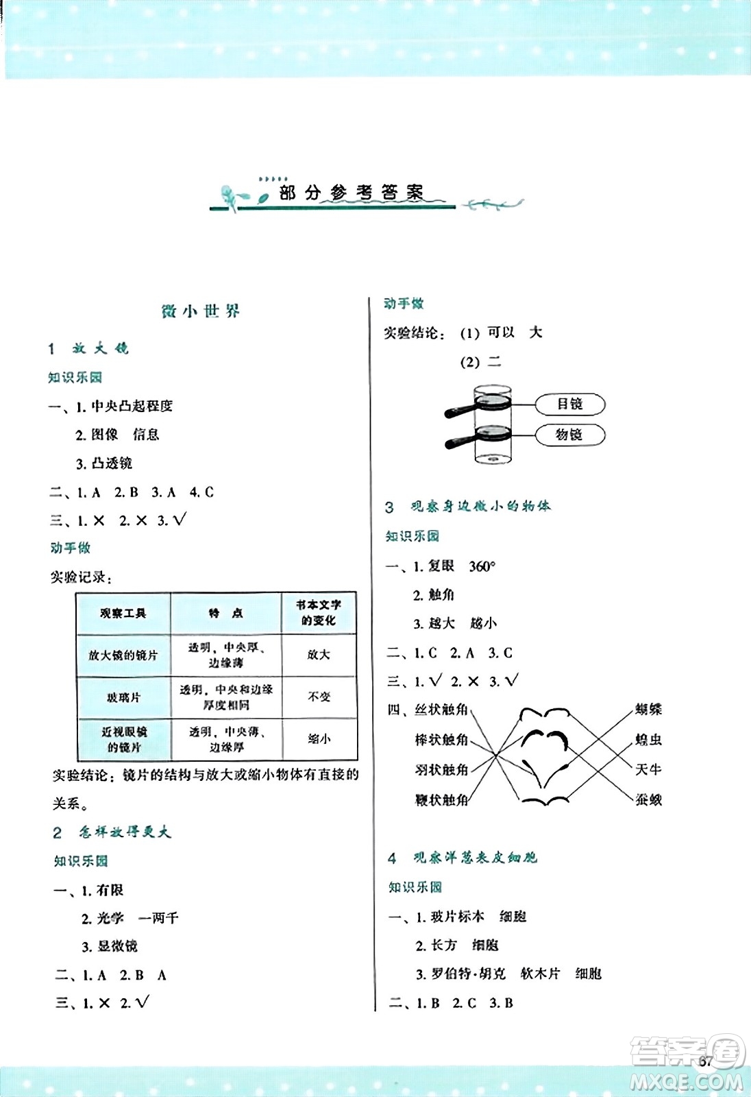 陜西人民教育出版社2023年秋學(xué)習(xí)與評(píng)價(jià)六年級(jí)科學(xué)上冊教科版答案