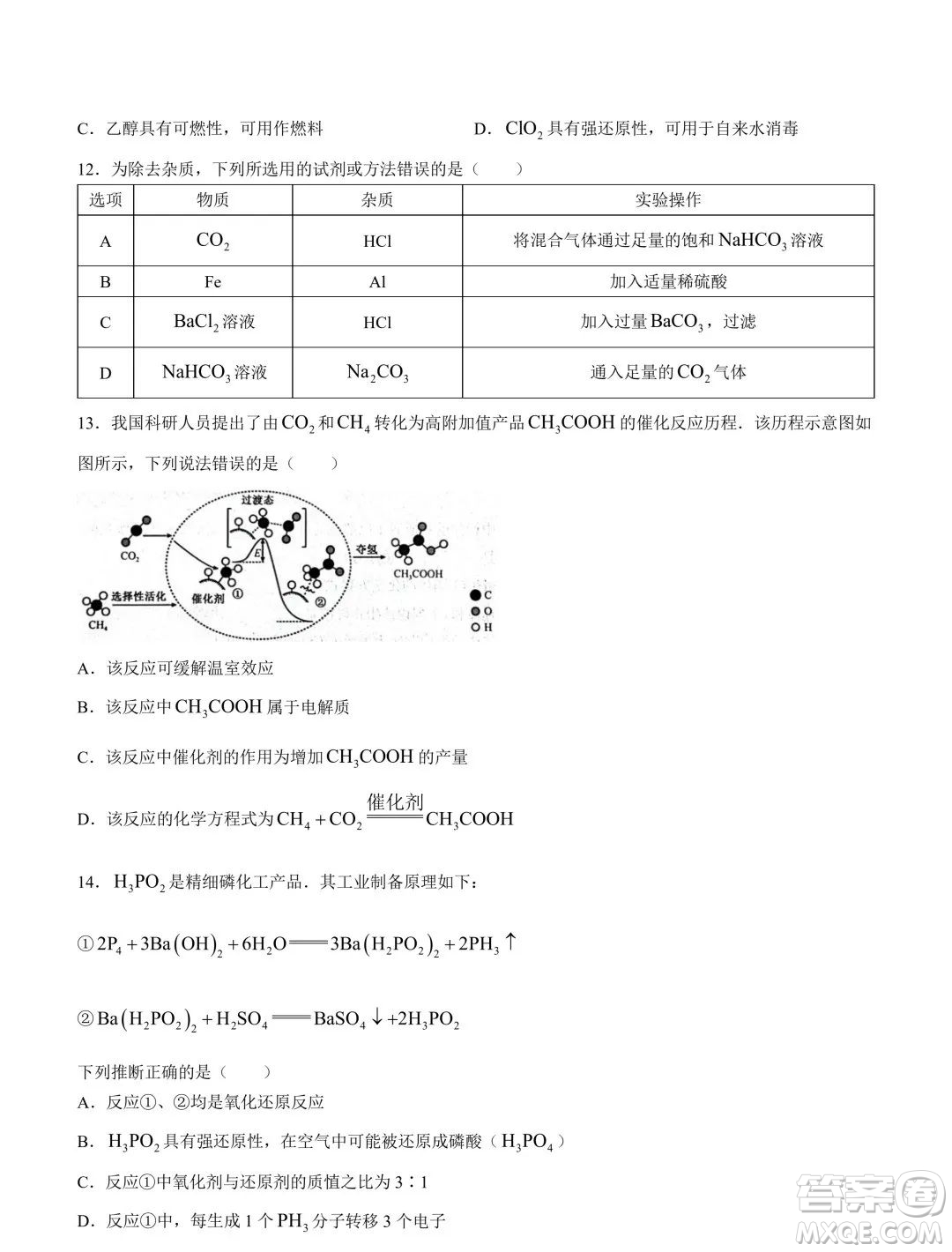 新高中創(chuàng)新聯(lián)盟TOP二十名校2023-2024學(xué)年高一上學(xué)期11月調(diào)研化學(xué)試題答案